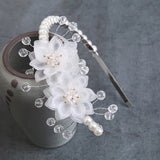 Pearl Flower Crown Headdress For Women Girls Braided Headband