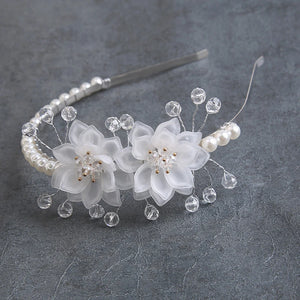 Pearl Flower Crown Headdress For Women Girls Braided Headband
