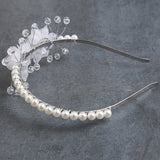 Pearl Flower Crown Headdress For Women Girls Braided Headband