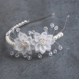 Pearl Flower Crown Headdress For Women Girls Braided Headband