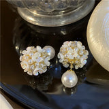 Pearl Flower Earrings Fine Jewelry Wedding Party Accessories