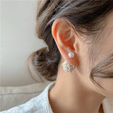 Pearl Flower Earrings Fine Jewelry Wedding Party Accessories