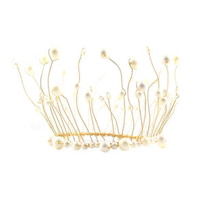 Pearl Red Seaweed Wedding Crown Tiara Hair Accessories