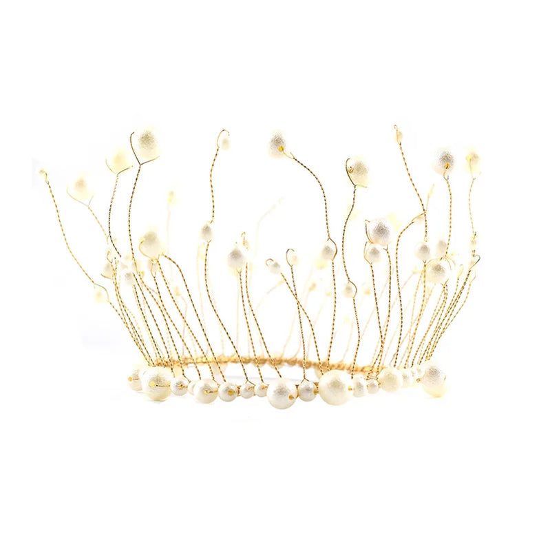 Pearl Red Seaweed Wedding Crown Tiara Hair Accessories