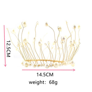 Pearl Red Seaweed Wedding Crown Tiara Hair Accessories