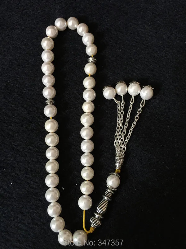 Pearl Shell Tridacna Stone Islamic 33 Beads Rosary Prayer Beads