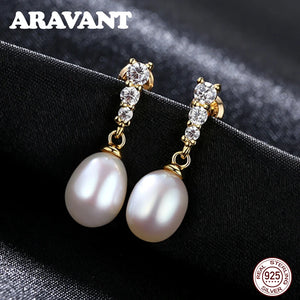 Sterling Silver Pearl Stud Earrings with CZ Pave