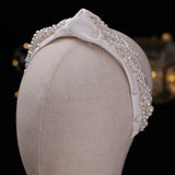 Pearl Wide Hairbands Satin Headwear Women Wedding Nightclub Formal
