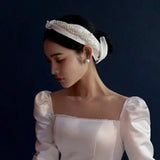 Pearl Wide Hairbands Satin Headwear Women Wedding Nightclub Formal