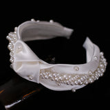 Pearl Wide Hairbands Satin Headwear Women Wedding Nightclub Formal