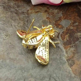 Pearl Zircon Bee Brooch with Pave Setting