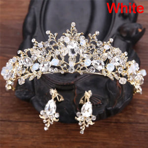 White/Pink Crystal Crowns Bride Tiara Queen For Wedding Crown Headpiece