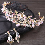 White/Pink Crystal Crowns Bride Tiara Queen For Wedding Crown Headpiece
