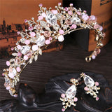 White/Pink Crystal Crowns Bride Tiara Queen For Wedding Crown Headpiece