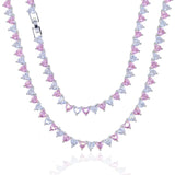 Pink Heart Arrow CZ Paved Tennis Necklace - Women's Bling Jewelry