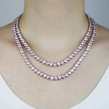 Pink Heart Arrow CZ Paved Tennis Necklace - Women's Bling Jewelry