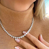 Pink Heart Arrow CZ Paved Tennis Necklace - Women's Bling Jewelry