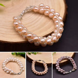 Pink Purple Baroque Pearl Bracelet Natural Pearls Braided Bangle
