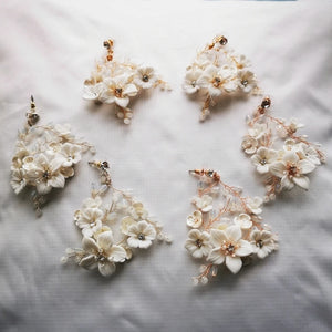 Porcelain Flower Bridal Earrings Wedding Jewelry
