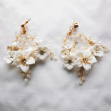 Porcelain Flower Bridal Earrings Wedding Jewelry