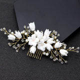 Porcelain Flower Hair Combs Pins Headdress Bridal Jewelry