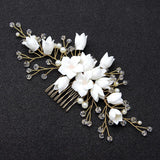 Porcelain Flower Hair Combs Pins Headdress Bridal Jewelry