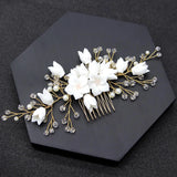 Porcelain Flower Hair Combs Pins Headdress Bridal Jewelry