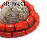 Red Orange Column Coral Beads 8-10mm