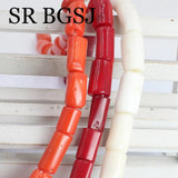 Red Orange Column Coral Beads 8-10mm