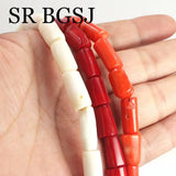 Red Orange Column Coral Beads 8-10mm