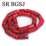 Red Orange Column Coral Beads 8-10mm
