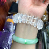 Rock Quartz Crystal Stone Beads Bracelet Natural Gemstone Bangle for Woman