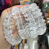 Rock Quartz Crystal Stone Beads Bracelet Natural Gemstone Bangle for Woman