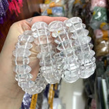 Rock Quartz Crystal Stone Beads Bracelet Natural Gemstone Bangle for Woman