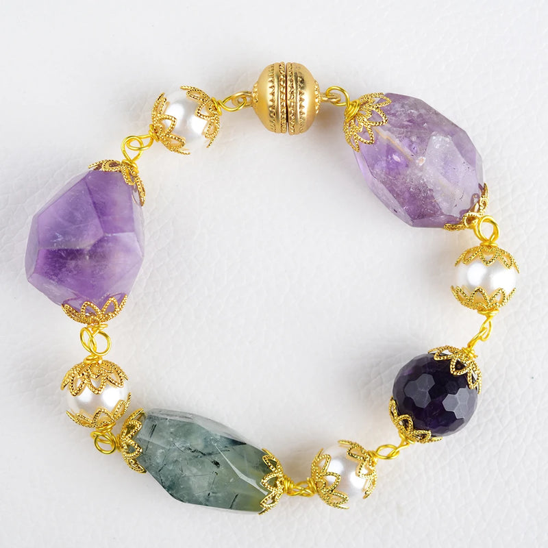 Sea Shell Pearl Amethyst Bracelet