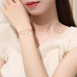 Shell Bracelet Silver 925 Lucky Clover Rose Chain Double Layered Accessory