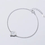Sterling Silver Zircon Bangle Shell Bracelet Women's Jewelry