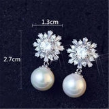 Shell Pearl Zircon Dangle Earring Party Women Accessories Wedding
