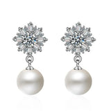 Shell Pearl Zircon Dangle Earring Party Women Accessories Wedding