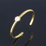 Steel Shell Polygon Open Bangle Bracelet
