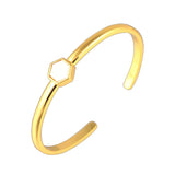Steel Shell Polygon Open Bangle Bracelet