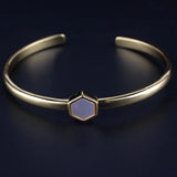 Steel Shell Polygon Open Bangle Bracelet