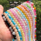 Cracked Crystal Beads 4-12mm Multicolor Round Quartz Beads 15in