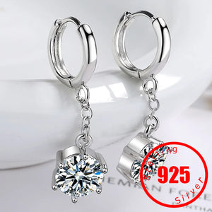 925 Silver 2ct Moissanite Drop Earring Sparkling Zircon Wedding Jewelry