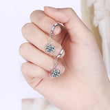 925 Silver 2ct Moissanite Drop Earring Sparkling Zircon Wedding Jewelry