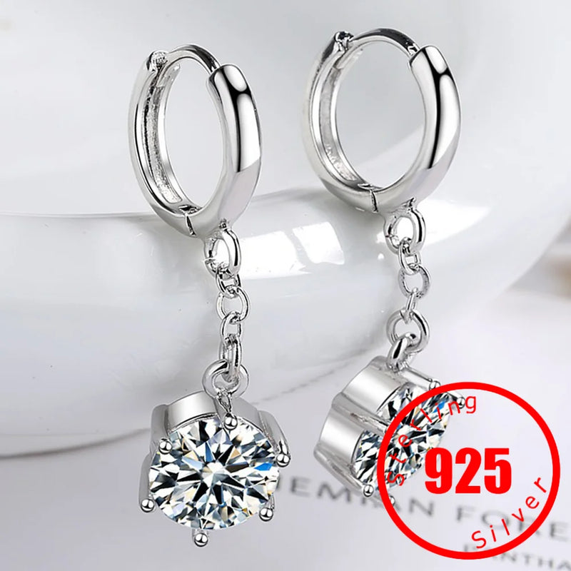 925 Silver 2ct Moissanite Drop Earring Sparkling Zircon Wedding Jewelry