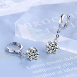925 Silver 2ct Moissanite Drop Earring Sparkling Zircon Wedding Jewelry