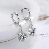 925 Silver 2ct Moissanite Drop Earring Sparkling Zircon Wedding Jewelry