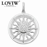 Sun Pendant Necklace for Women Silver-Plated Zircon
