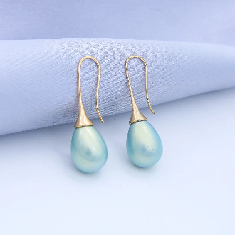 Teardrop Simulation Pearl Earrings Dangle Baroque Palace Style Jewelry